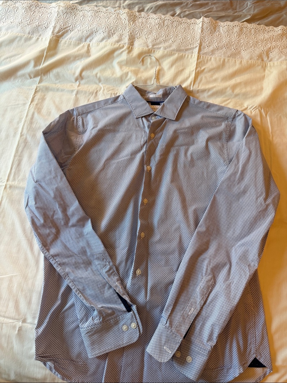 Denim & Flower Men's Light Blue Micro-Pattern Dress Shirt